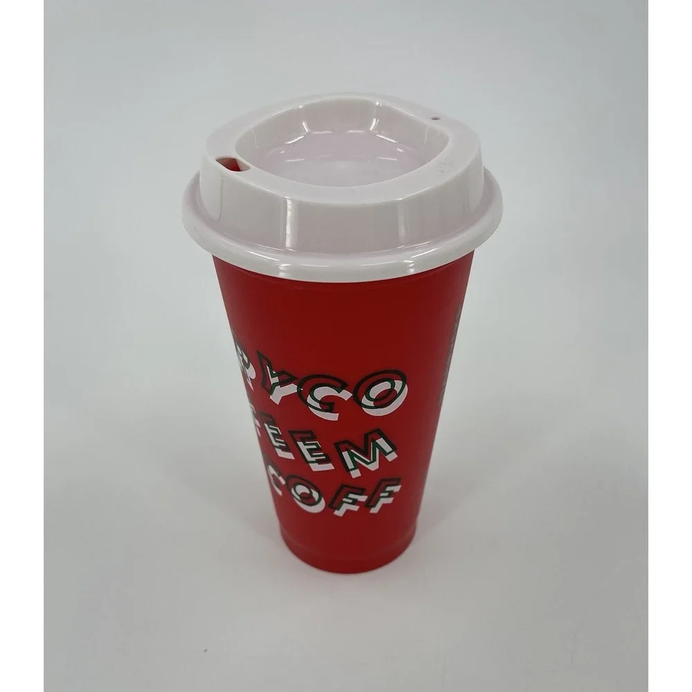 Starbucks Christmas Holiday Merry Coffee Reusable Hot Cup w Lid 2013 Red 16 oz
